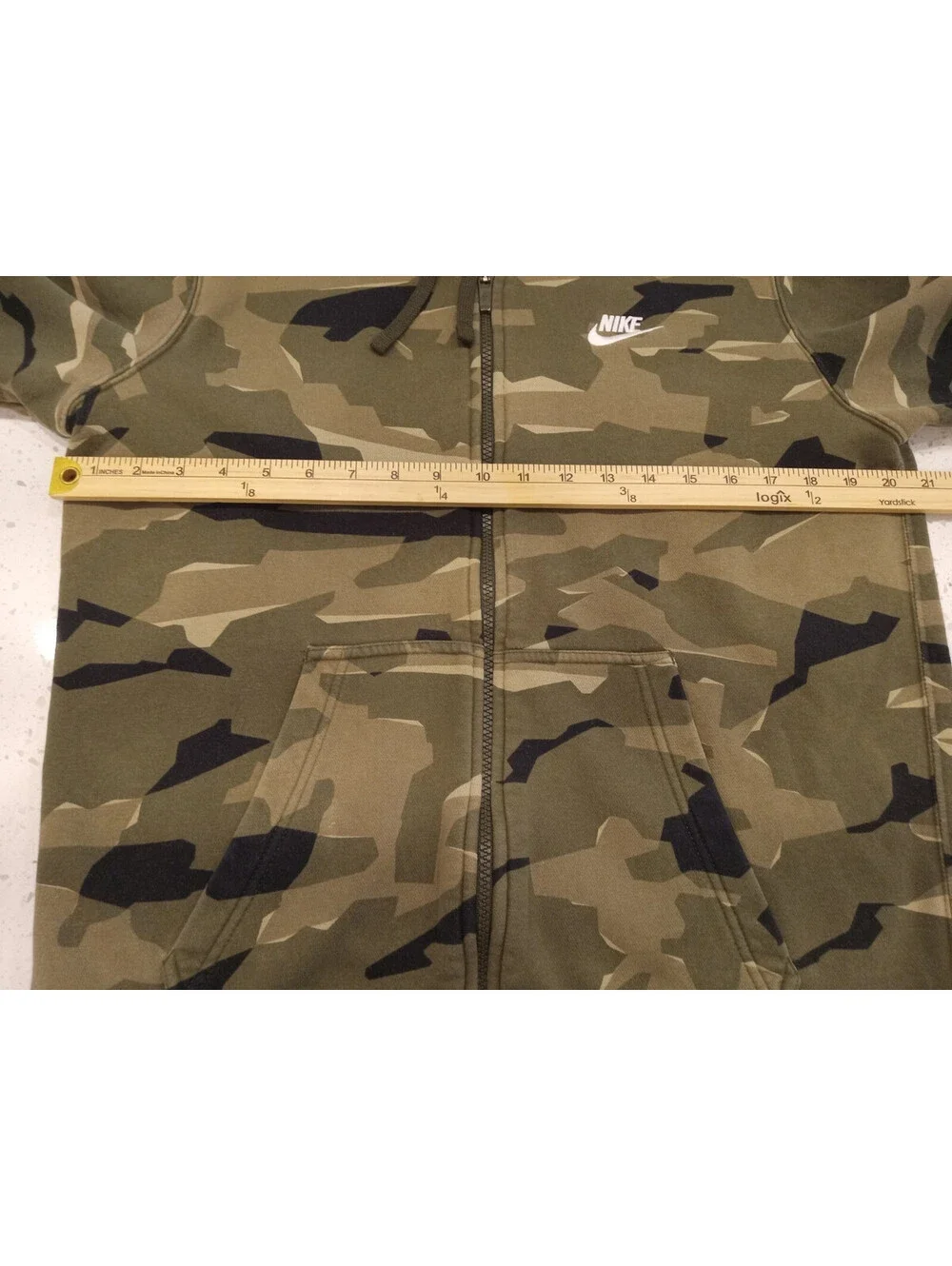 Nike Hoodie Mens Medium Green Camo Full Zip Fleece Embroidered Swoosh Logo M